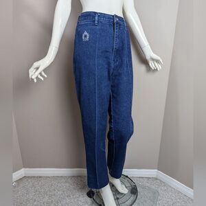 High waisted vintage denim, dark wash jeans mom jeans, 70s 80s
